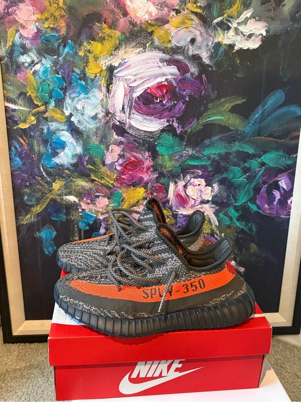 Yeezy Boost 350 V2 Grey with Orange Stripe